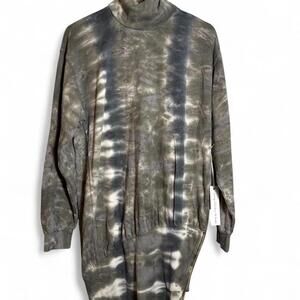 NWT Young Fabulous & Broke Grey Tie-dyed Turtleneck Sweatshirt Dress,Size M